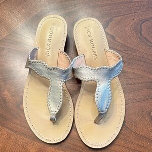 Jack Rogers 8 Jackie Demi Wedge sandals in gold leather